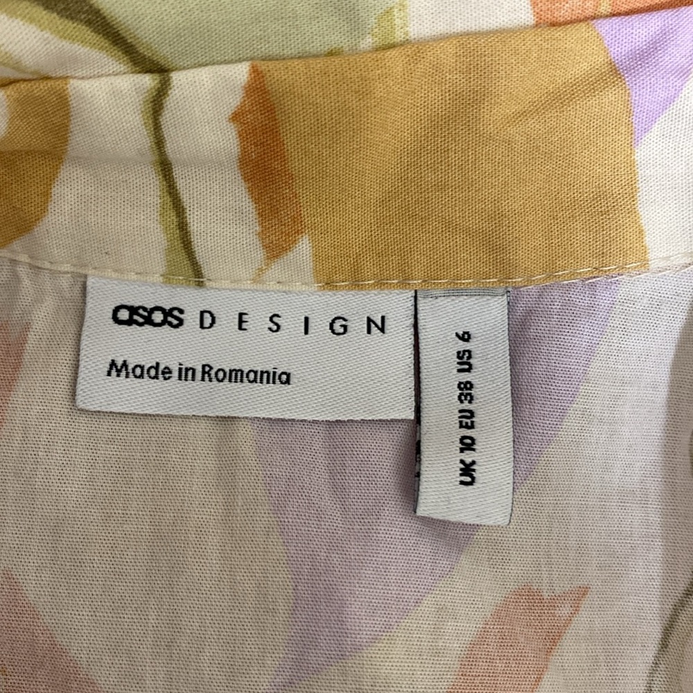 ASOS Romper Shorts Button Up Pastel Abstract Print - Picture 4 of 4